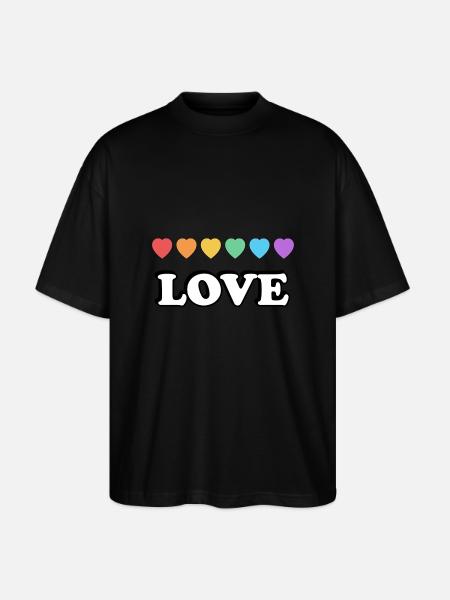 Liebe Regenbogenherzen - Stanley/Stella Oversized Unisex Bio T-Shirt Blaster 2.0 - Schwarz