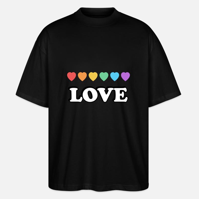 Liebe Regenbogenherzen - Stanley/Stella Oversized Unisex Bio T-Shirt Blaster 2.0 - Schwarz