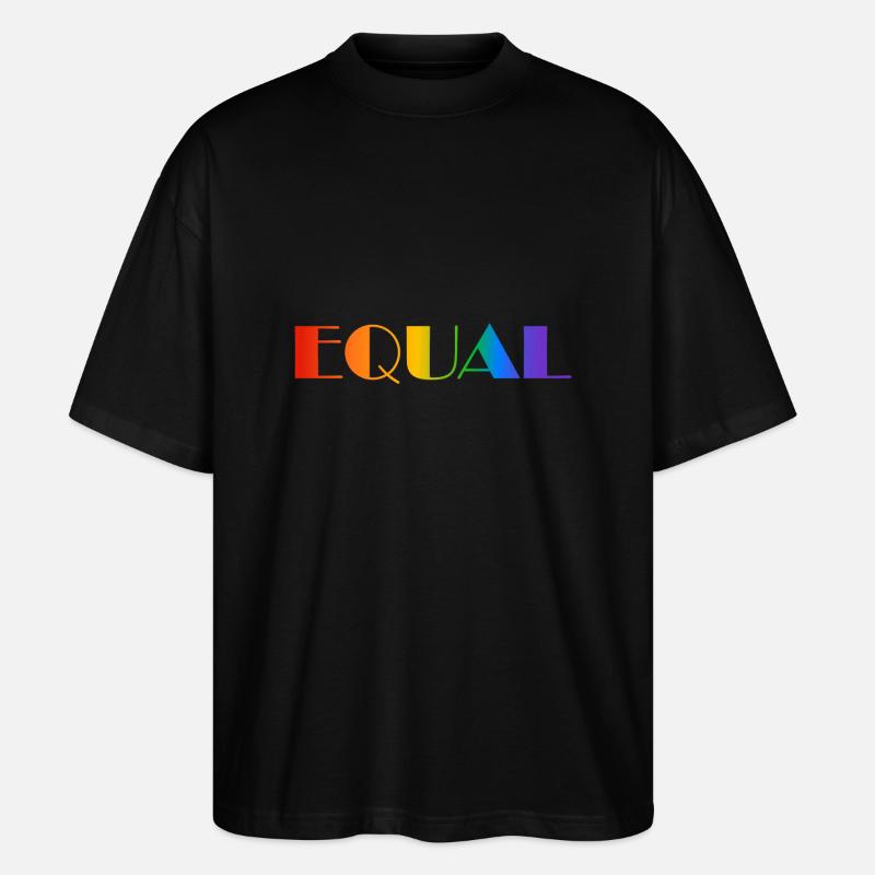 EQUAL RAINBOW TEXT - Stanley/Stella Oversized Unisex Organic T-shirt Blaster 2.0 - black