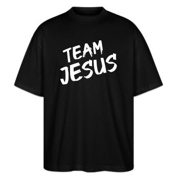 Équipe Jésus-Christ évangélique - T-shirt bio Blaster 2.0 coupe oversize Stanley/Stella Unisexe - noir - Devant - Alina (178cm) & Michal (187cm)