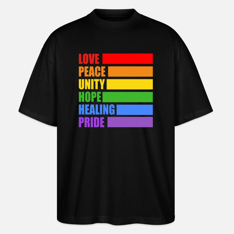 LGBTQ-Pride-Werte - Stanley/Stella Oversized Unisex Bio T-Shirt Blaster 2.0 - Schwarz