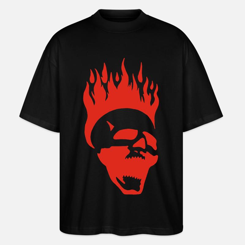Flammender schreiender Schädel (rot) - Stanley/Stella Oversized Unisex Bio T-Shirt Blaster 2.0 - Schwarz