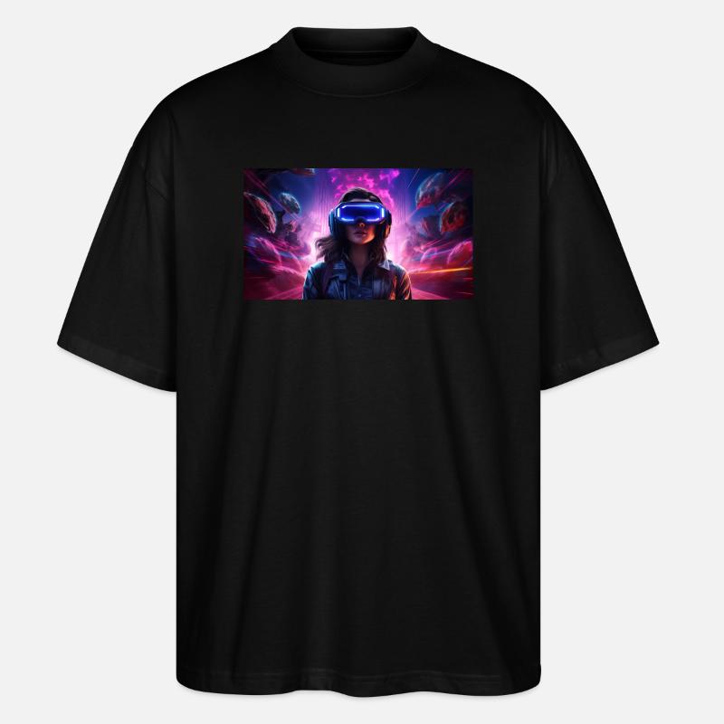 Digitale Träumereien: Eine Frau in virtueller Real - Stanley/Stella Oversized Unisex Bio T-Shirt Blaster 2.0 - Schwarz