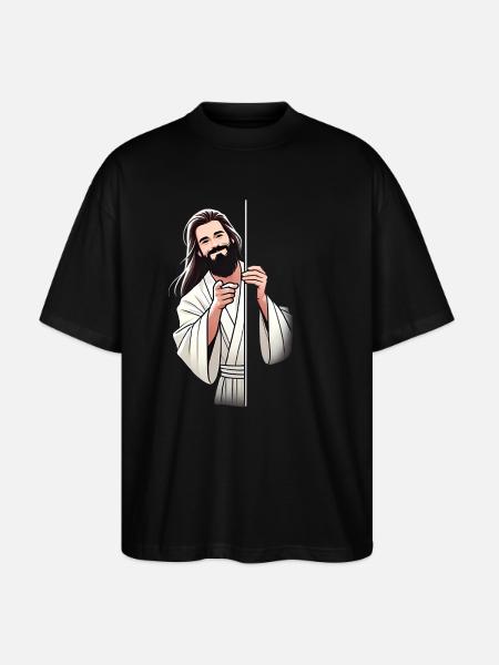 Friendly Bearded Man Pointing Design - Stanley/Stella Oversized Unisex Organic T-shirt Blaster 2.0 - black
