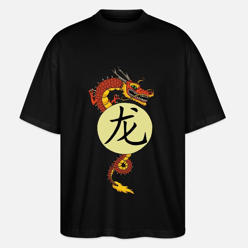 Chinesischer Roter Drache - Stanley/Stella Oversized Unisex Bio T-Shirt Blaster 2.0 - Schwarz