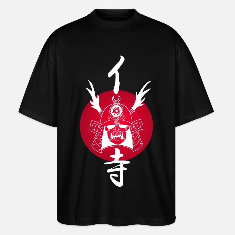 White Samurai and Red Sun - Stanley/Stella Oversized Unisex Organic T-shirt Blaster 2.0 - black