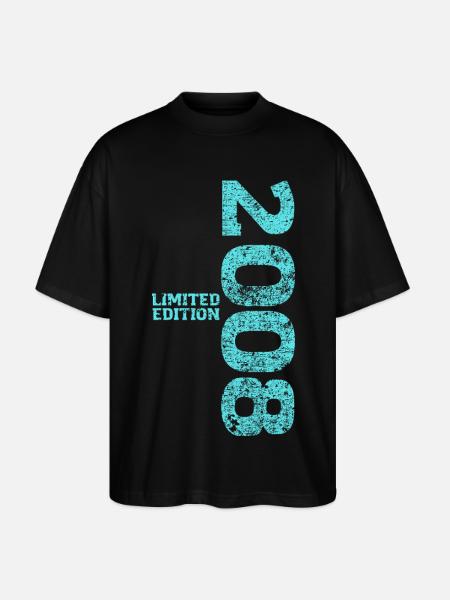 Limited Edition 2008 18th Birthday Gift - Stanley/Stella Oversized Unisex Organic T-shirt Blaster 2.0 - black
