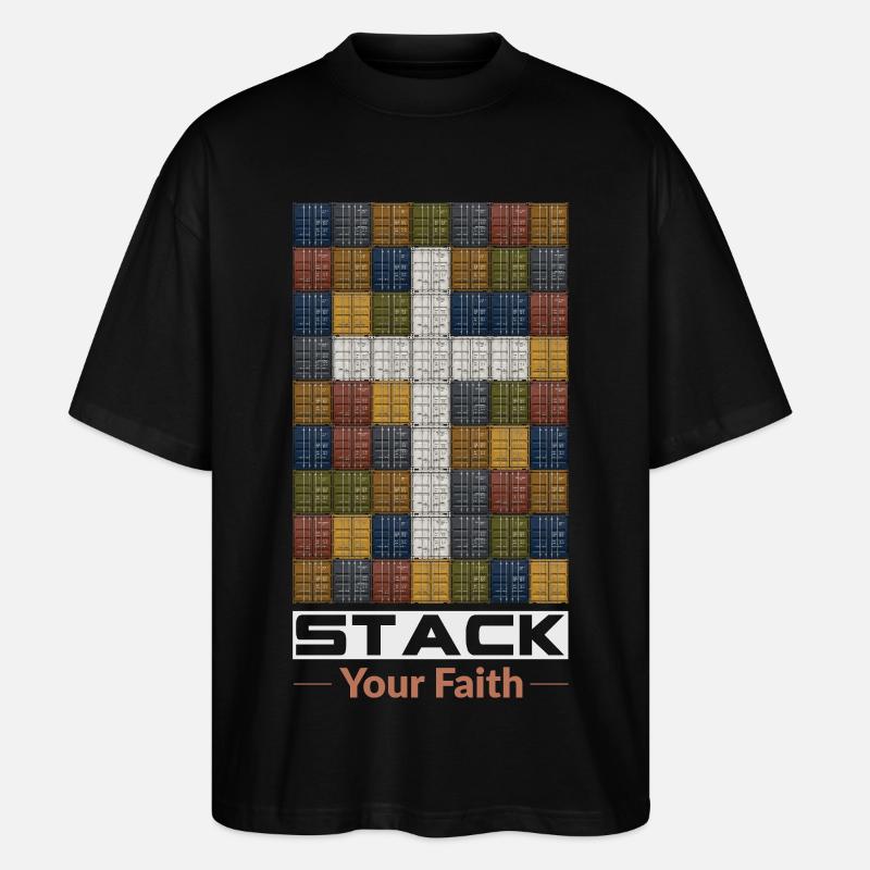 Stack Your Faith  - Stanley/Stella Oversized Unisex Organic T-shirt Blaster 2.0 - black