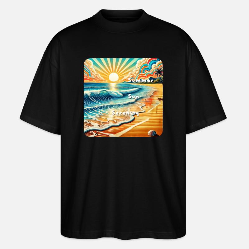 Plage au coucher du soleil - T-shirt bio Blaster 2.0 coupe oversize Stanley/Stella Unisexe - noir