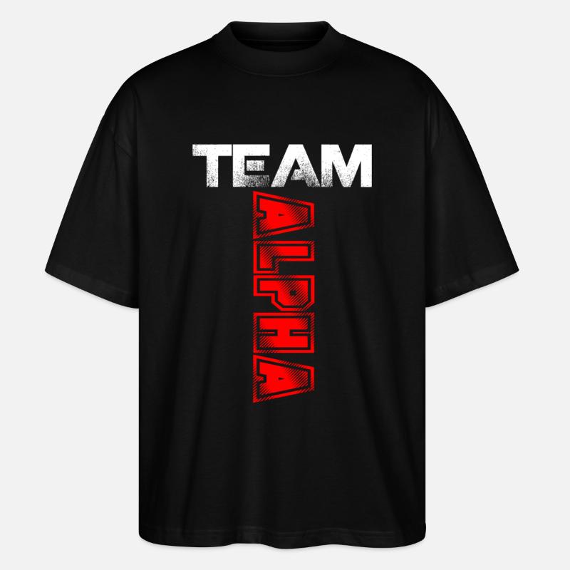 Team Alpha Geschenk T Shirt - Stanley/Stella Oversized Unisex Bio T-Shirt Blaster 2.0 - Schwarz