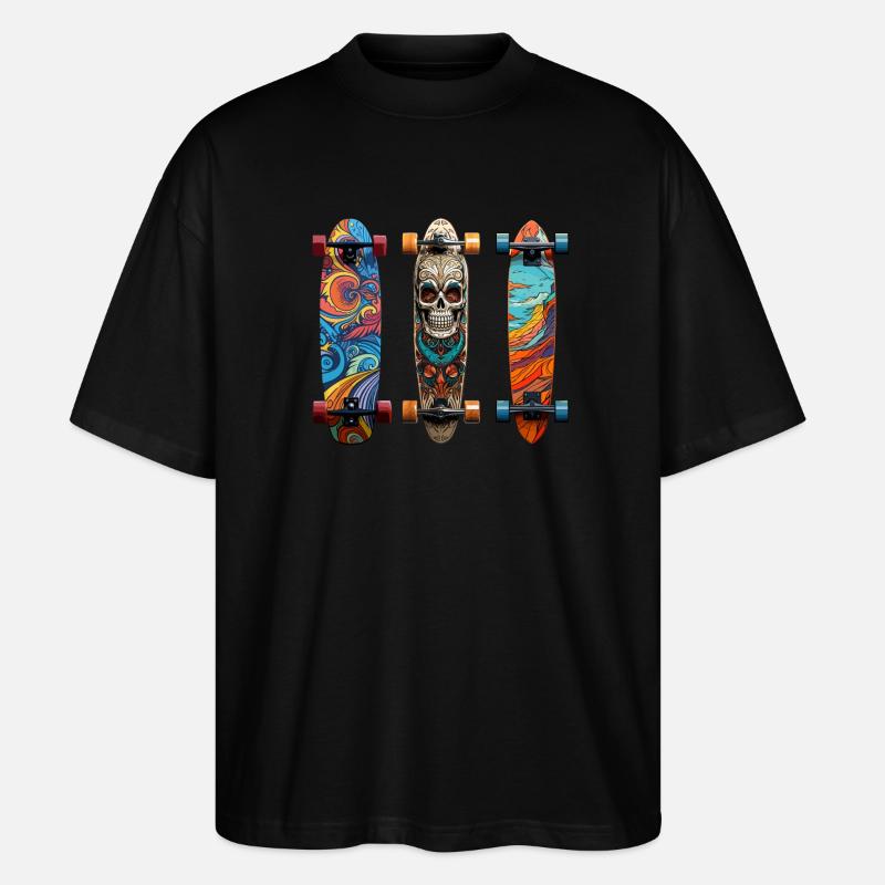 Conception cool du longboard - T-shirt bio Blaster 2.0 coupe oversize Stanley/Stella Unisexe - noir