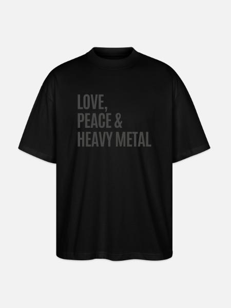 Love Peace & Heavy Metal - Stanley/Stella Oversized Unisex Bio T-Shirt Blaster 2.0 - Schwarz