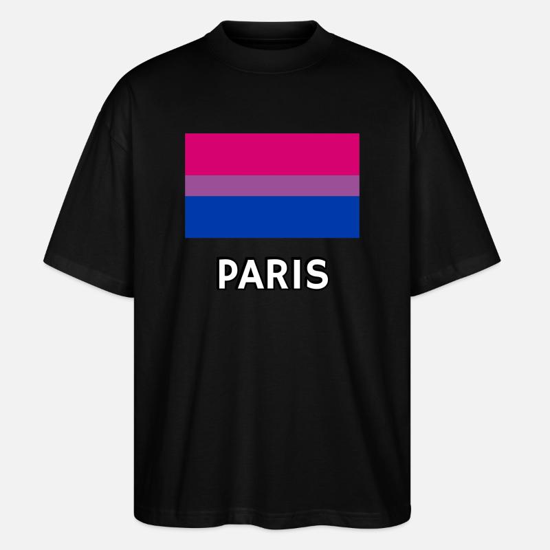 Drapeau Bi Pride Paris - T-shirt bio Blaster 2.0 coupe oversize Stanley/Stella Unisexe - noir