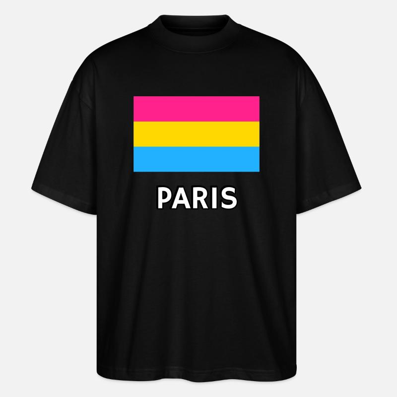 Pan Pride Drapeau Paris - T-shirt bio Blaster 2.0 coupe oversize Stanley/Stella Unisexe - noir