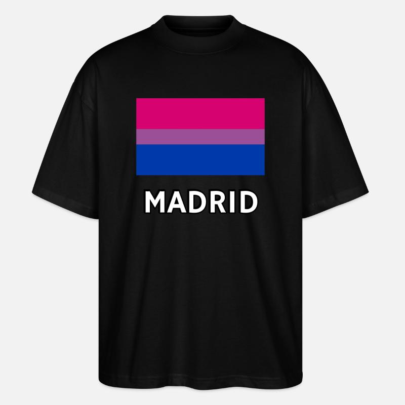 Drapeau de la Bi Pride Madrid - T-shirt bio Blaster 2.0 coupe oversize Stanley/Stella Unisexe - noir