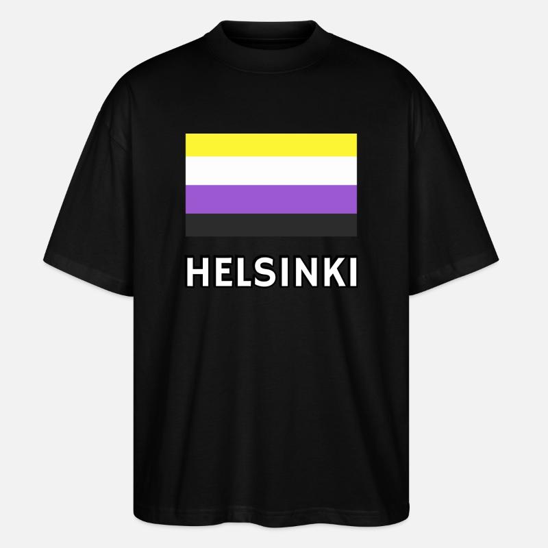 Non binary Pride Flag Helsinki - Stanley/Stella Oversized Unisex Organic T-shirt Blaster 2.0 - black