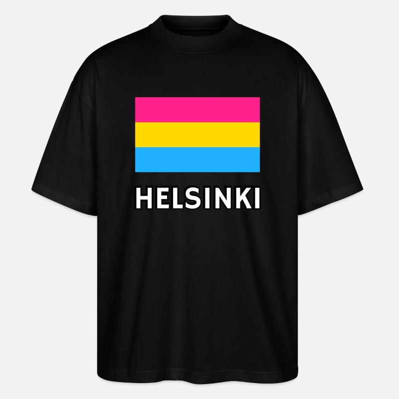 Pan Pride Drapeau Helsinki - T-shirt bio Blaster 2.0 coupe oversize Stanley/Stella Unisexe - noir