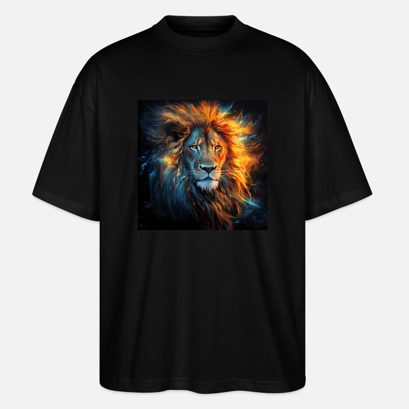Lion with magnificent mane - Stanley/Stella Oversized Unisex Organic T-shirt Blaster 2.0 - black