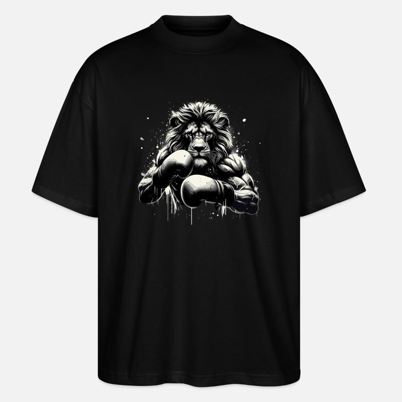 Lion Boxer Fighter Boxing Gift - Stanley/Stella Oversized Unisex Organic T-shirt Blaster 2.0 - black