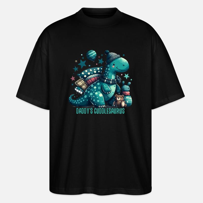 Daddy's Cuddlesaurus Cuddle Dinosaur Gift - Stanley/Stella Oversized Unisex Organic T-shirt Blaster 2.0 - black