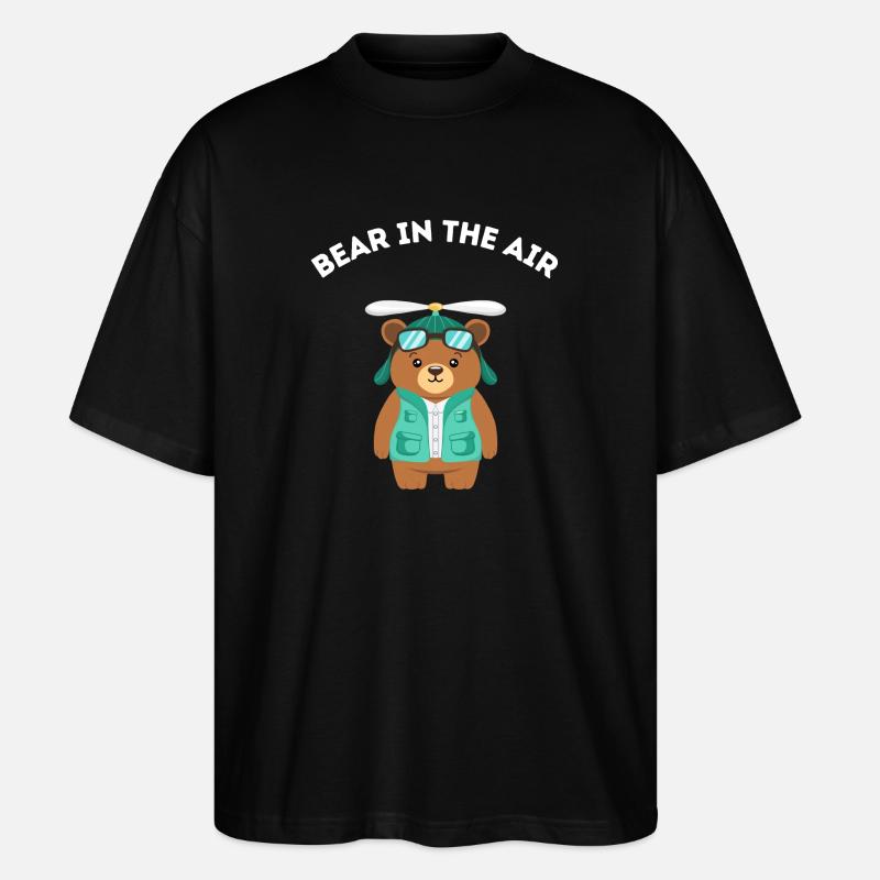 Bear in the air - Helicopter pilot bear - Stanley/Stella Oversized Unisex Organic T-shirt Blaster 2.0 - black