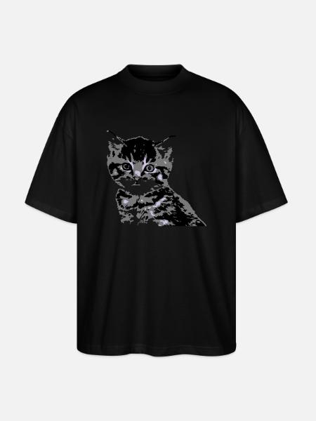 Katze Cat Katzengesicht - Stanley/Stella Oversized Unisex Bio T-Shirt Blaster 2.0 - Schwarz