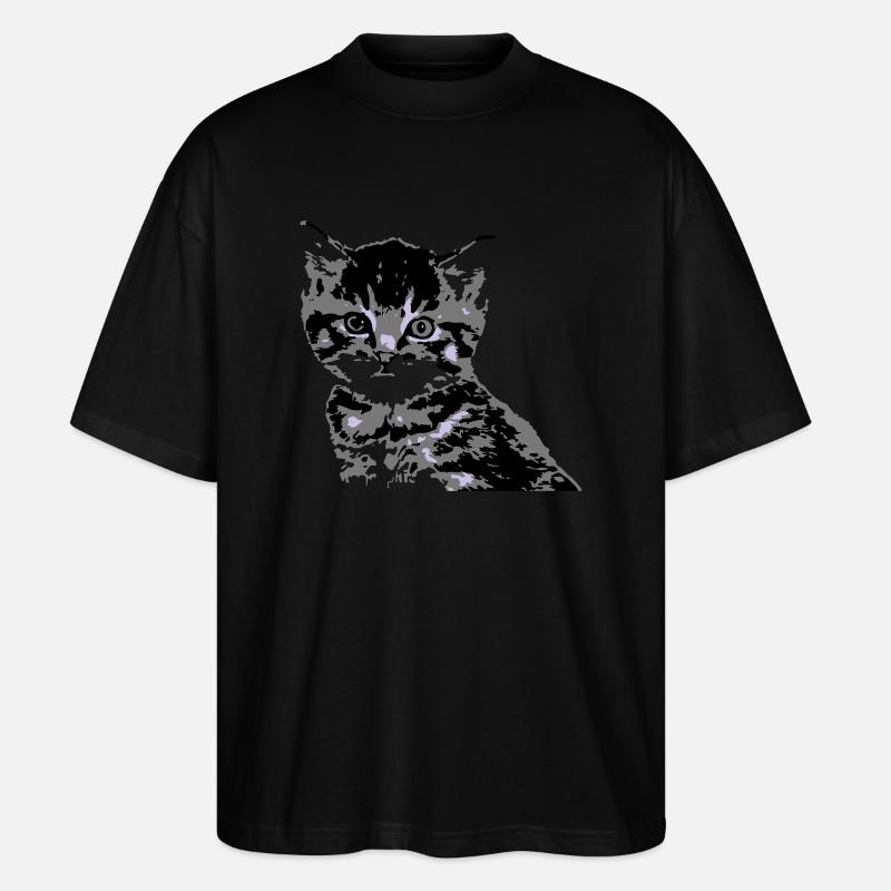 Katze Cat Katzengesicht - Stanley/Stella Oversized Unisex Bio T-Shirt Blaster 2.0 - Schwarz