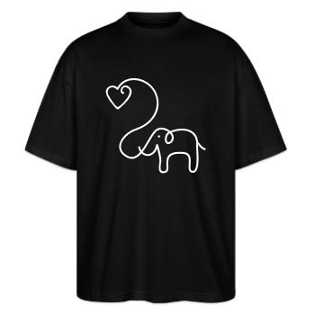 ELEPHANT with heart - Stanley/Stella Oversized Unisex Organic T-shirt Blaster 2.0 - black - Front - Alina (178cm) & Michal (187cm)