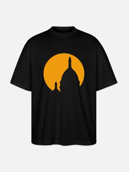 Sacré-Coeur Montmartre Paris yellow silhouette - Stanley/Stella Oversized Unisex Organic T-shirt Blaster 2.0 - black