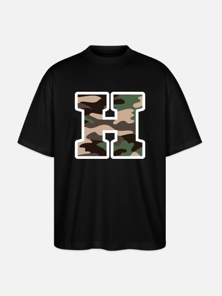 Buchstabe H Militärtarnung - Geschenkidee - Stanley/Stella Oversized Unisex Bio T-Shirt Blaster 2.0 - Schwarz