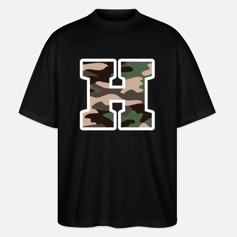 Buchstabe H Militärtarnung - Geschenkidee - Stanley/Stella Oversized Unisex Bio T-Shirt Blaster 2.0 - Schwarz