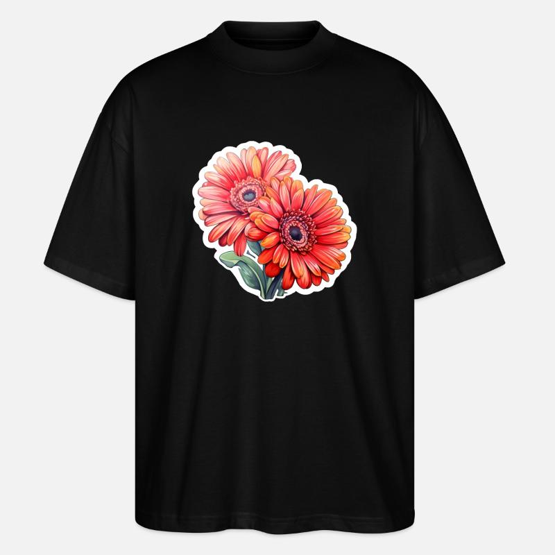 Gerbera Daisies 2 Flowers - Stanley/Stella Oversized Unisex Organic T-shirt Blaster 2.0 - black