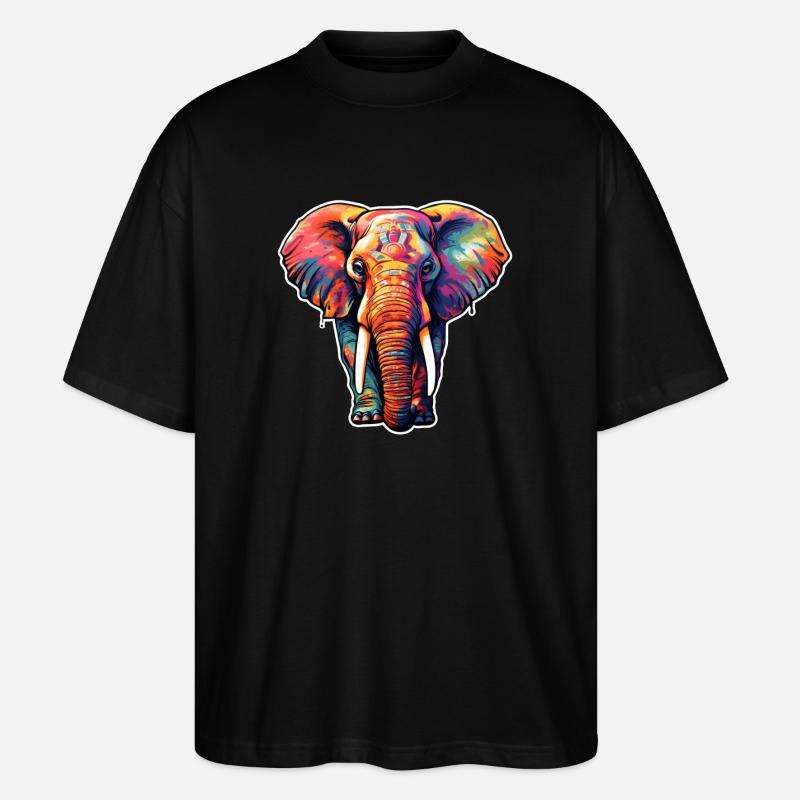 Éléphant psychédélique - T-shirt bio Blaster 2.0 coupe oversize Stanley/Stella Unisexe - noir
