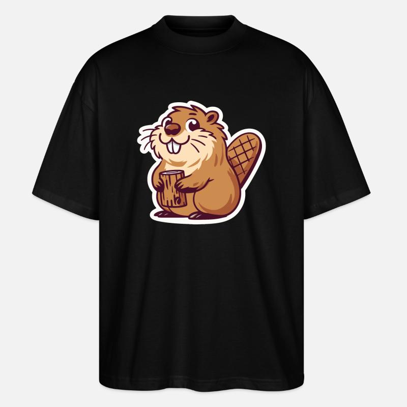 Mème de castor - T-shirt bio Blaster 2.0 coupe oversize Stanley/Stella Unisexe - noir