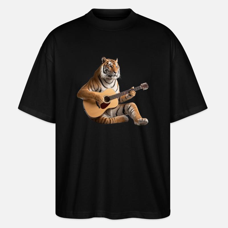 Tiger Gitarre - Stanley/Stella Oversized Unisex Bio T-Shirt Blaster 2.0 - Schwarz