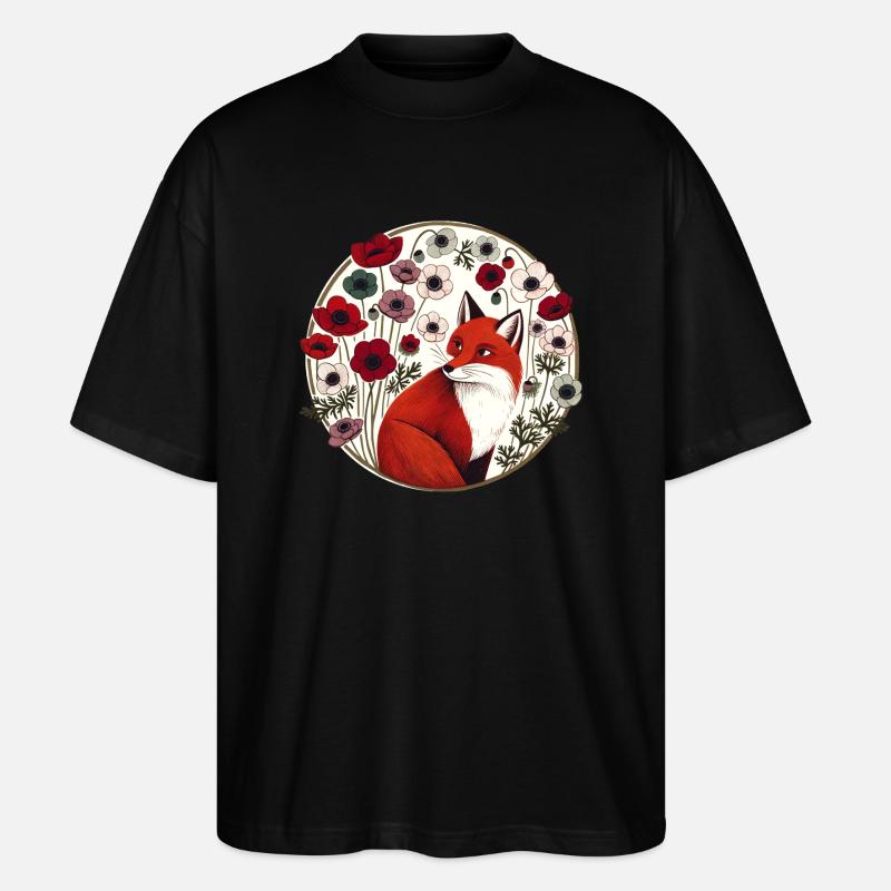 Retro Rotfuchs - Stanley/Stella Oversized Unisex Bio T-Shirt Blaster 2.0 - Schwarz