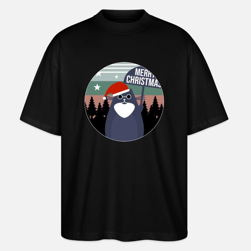 Katze Weihnachten Geschenkidee - Stanley/Stella Oversized Unisex Bio T-Shirt Blaster 2.0 - Schwarz