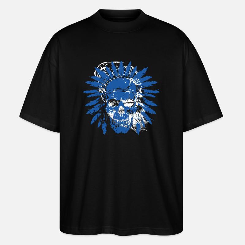 indianer skull - Stanley/Stella Oversized Unisex Bio T-Shirt Blaster 2.0 - Schwarz