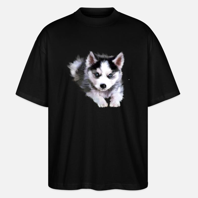 Hund, Husky - Stanley/Stella Oversized Unisex Bio T-Shirt Blaster 2.0 - Schwarz