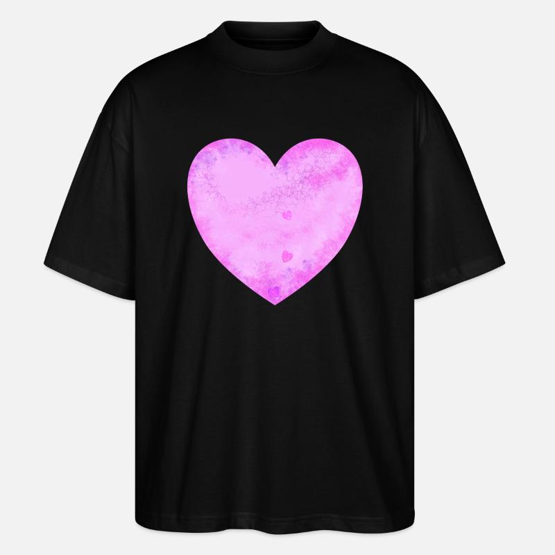 rosa Herz - Stanley/Stella Oversized Unisex Bio T-Shirt Blaster 2.0 - Schwarz