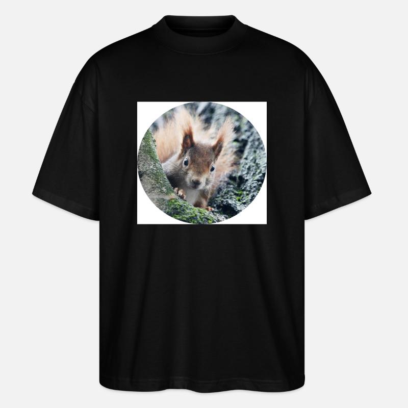 Eichhörnchen, isibat - Stanley/Stella Oversized Unisex Bio T-Shirt Blaster 2.0 - Schwarz