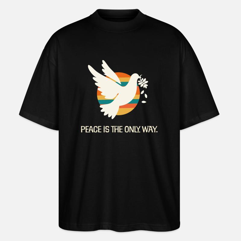 Friedenstaube Statement gegen Krieg - Stanley/Stella Oversized Unisex Bio T-Shirt Blaster 2.0 - Schwarz