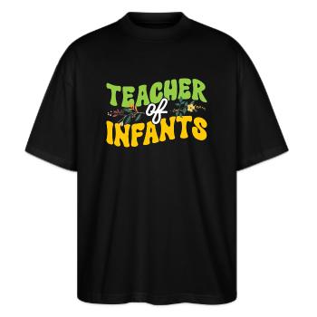 Kindergarten Teacher Daycare Center Educator - Stanley/Stella Oversized Unisex Organic T-shirt Blaster 2.0 - black - Front - Alina (178cm) & Michal (187cm)