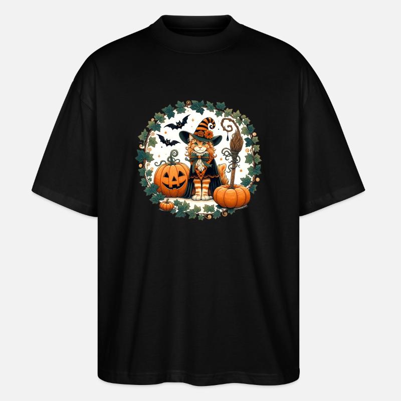 Halloween Ingwer Katze - Stanley/Stella Oversized Unisex Bio T-Shirt Blaster 2.0 - Schwarz