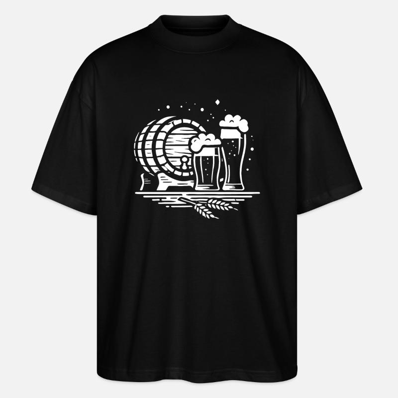 Klassisches Bier Design – Fass & Gläser - Stanley/Stella Oversized Unisex Bio T-Shirt Blaster 2.0 - Schwarz