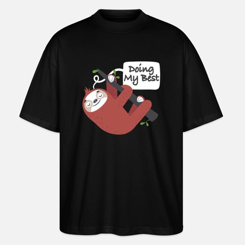 Faul, Faultier, langsam, müde, chillen - Stanley/Stella Oversized Unisex Bio T-Shirt Blaster 2.0 - Schwarz