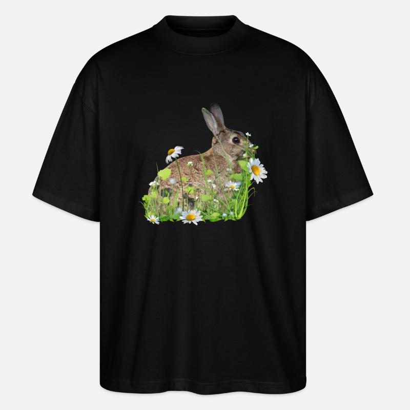 Fleurs blanches de lapin - T-shirt bio Blaster 2.0 coupe oversize Stanley/Stella Unisexe - noir