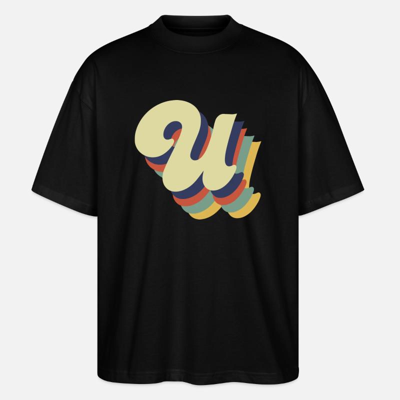 Lettre u rétro - T-shirt bio Blaster 2.0 coupe oversize Stanley/Stella Unisexe - noir