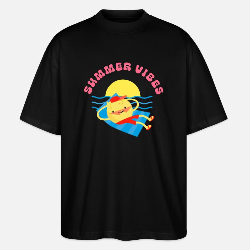 sumer vibes lemon - Stanley/Stella Oversized Unisex Bio T-Shirt Blaster 2.0 - Schwarz