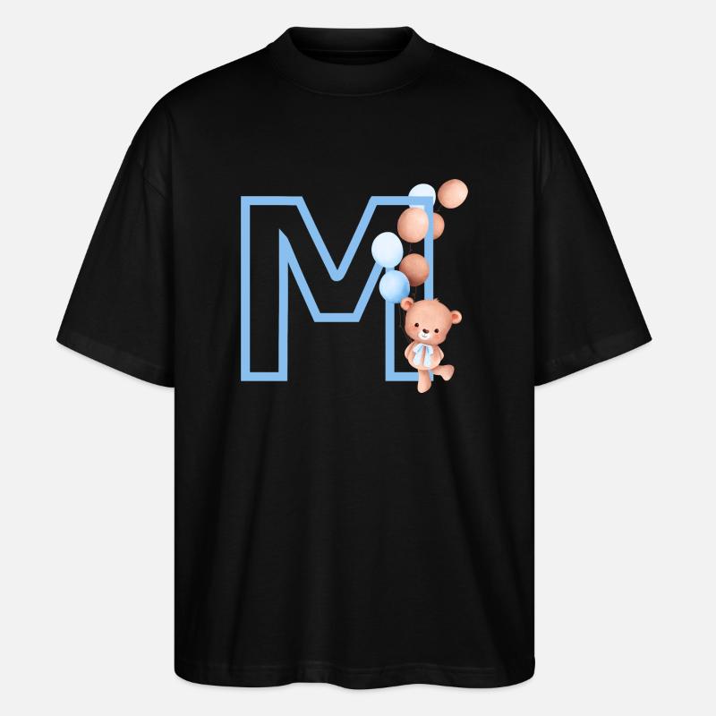 Buchstabe M Blauer Bär - Stanley/Stella Oversized Unisex Bio T-Shirt Blaster 2.0 - Schwarz